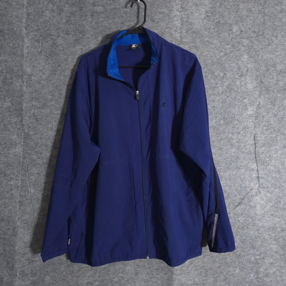 Starter Track‎ Jacket Men's L Blue Full Zip Athletic Windbreaker Classic Logo